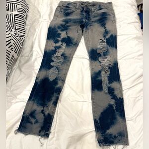 J Brand Boutique Blue Tie-Dye Distressed Jeans